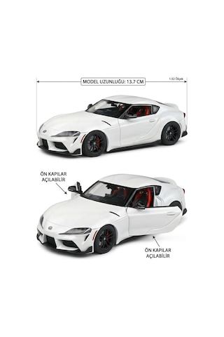 Hobbiez Lisanslı Toyota Gr Supra Kapıları Açılabilir Model Diecast 1/32 Ölçek Metal Standlı Araç