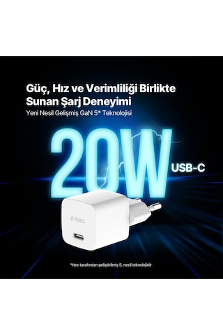 Smartcharger Gan 20w Pd Seyahat Hızlı Şarj Aleti