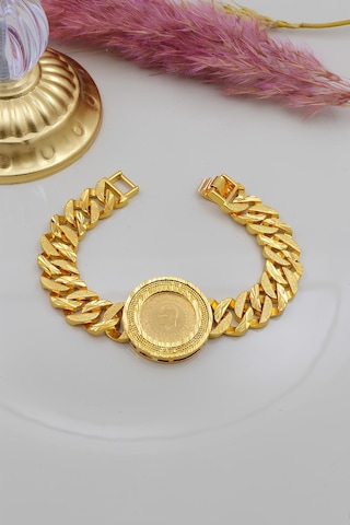 Altın Ürünler 22 Ayar Çeyrek Altınlı Altın Kaplama Çelik Bileklik