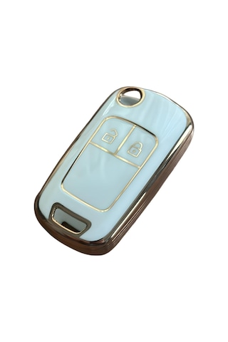 Autohan Keys Anahtar Kılıfı Astra J, Corsa D, Corsa E, Insignia, Mokka, Meriva İçin, Beyaz-altın, 2 Butonlu
