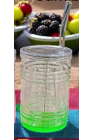 Renkli Cam Pipetli Bardak