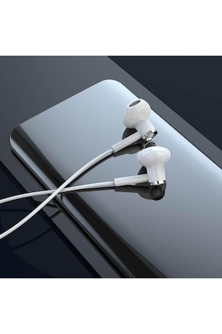 Mikrofonlu Kablolu 3.5mm Jack Girişli Kulaklık Net Ses, Günlük Kullanım Beyaz