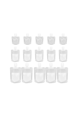 Dofolink Seyahat İçin Taşınabilir 3 Kapasite 30ml+50ml+100ml Mat Emülsiyon/şampuan Poşeti, Dökülme Engeli, Flipli Kapağı, 15 Adet Paket Diğer