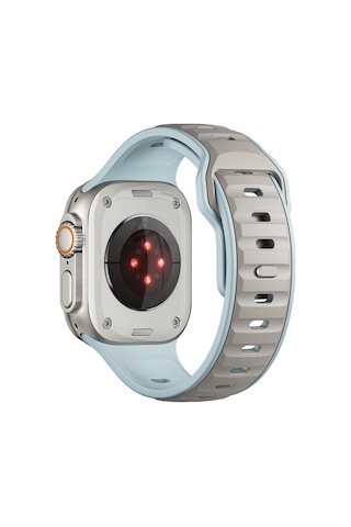 Watch Ultra 49mm Omsy Krd-135 Silikon Kordon Strap Kayış - Açık Mavi-gri