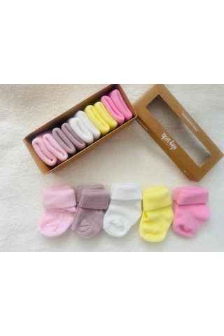 Kız Bebe Yenidoğan Kutulu 5'li Çorap 1309s Sarı