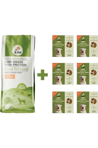 Kito Kuzu Etli Yetişkin Köpek Maması 2500 G + Kito Fresh Tavuk Etli Köpek Yemeği 6'lı