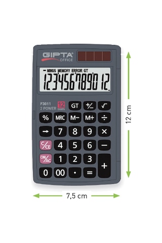 Gıpta F3011 Cep Tipi 12 Hane Hesap Makinesi