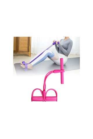 Dolıty Elastik Pedal Direnç Bandı Sit Up Karın Bacak Bel Pembe Pembe