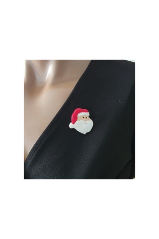 3 Parça Yılbaşı Yeniyıl Noel Baba Figürlü Küpe Ve Broş Seti Çok Renkli