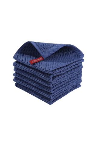 Ultra Yumuşak Emici Mutfak Havlular - 5 Pcs Waffle Dokunma Bulaşık Bezleri Evde Kurutma Yemekleri Dark Blue