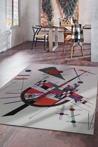 Homshtag Hassas Gerilim, Kandinsky Sanat Halısı,geometrik Halı Çok Renkli