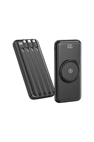 Kablosuz Çoklu Şarj Girişli 10.000 Mah Kablolu Powerbank Taşınabilir Altın 18027830