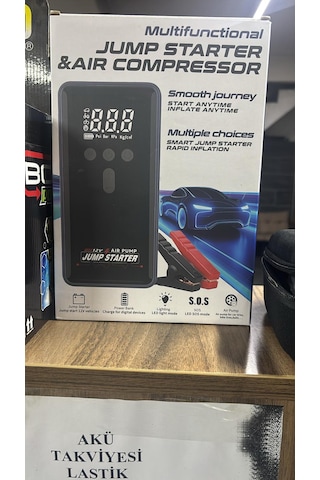 Multi Function Jump Starter Şarjlı Lastik Şişirme Pompası Akü Takviye Acil Durum Led Işık Powerbank