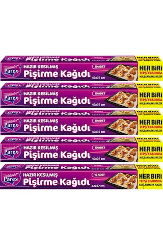 Hazır Kesilmiş Pişirme Kağıdı 10 Lu 42 X 37 Cm 5 Paket