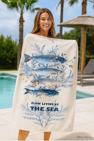 Unisex Baskılı Plaj Deniz Havuz Havlusu %100 Pamuk 70x145 Cm Wonderfull Beyaz