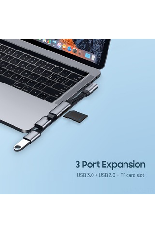 Konesam Type-c Çevirici Hub: Usb 3.0 + 2x Usb 2.0, 4-üç-1 Bölücü, Telefon/laptop/ipad Uyumlu, Alüminyum-abs, Gri