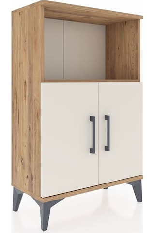 Arges Komodin 2 Raflı 2 Kapaklı 60x30x96 Çam-aytaşı Çam