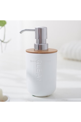 Bambu Ahşap Sıvı Sabunluk Şampuan Şişesi El Temizleyici Duş Jeli Sabun Şişesi El Sabunu Dispenseri