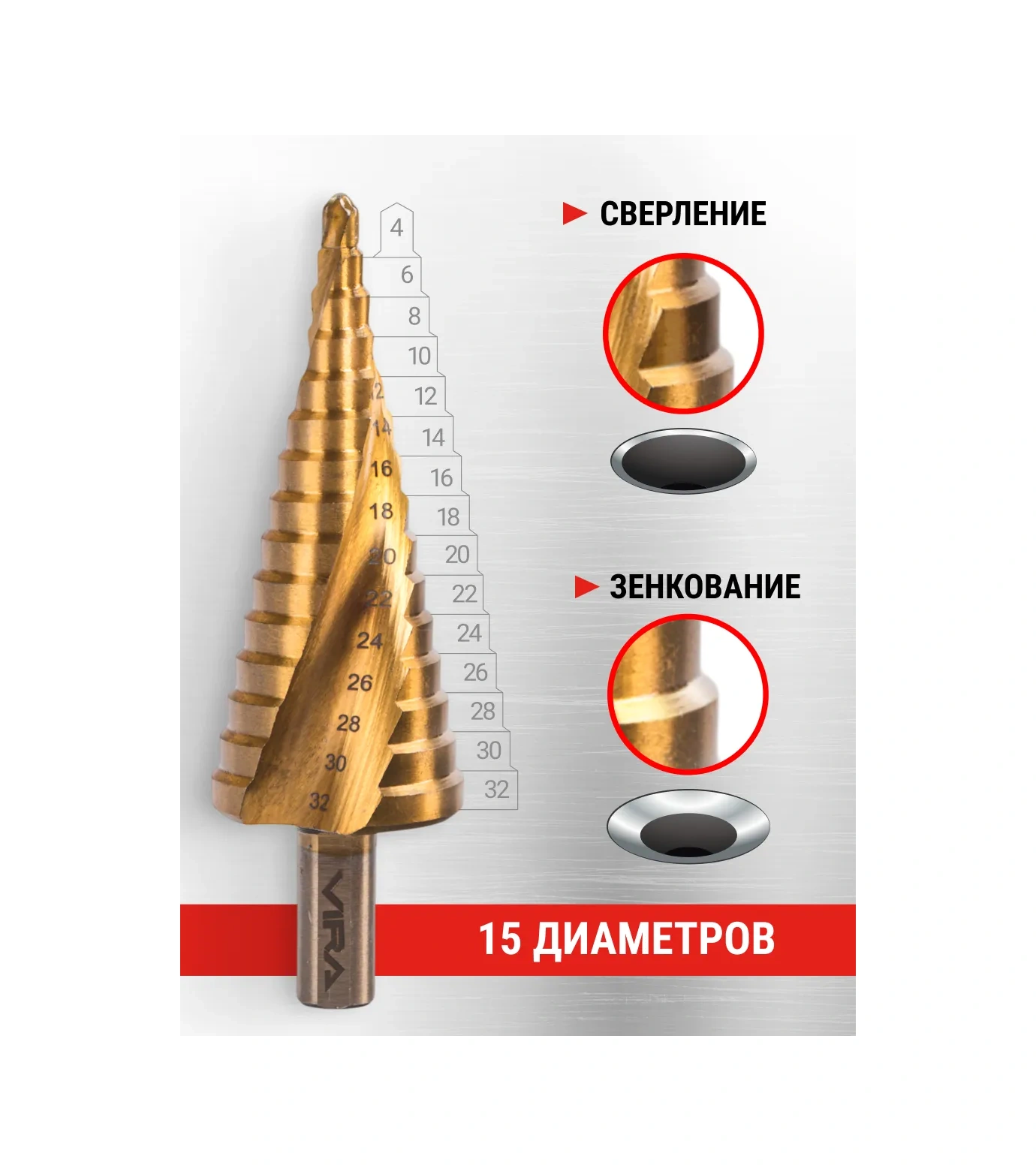 Vıra Metal İçin Tin Spiral Kademeli Matkap 4-32 Mm 273018352