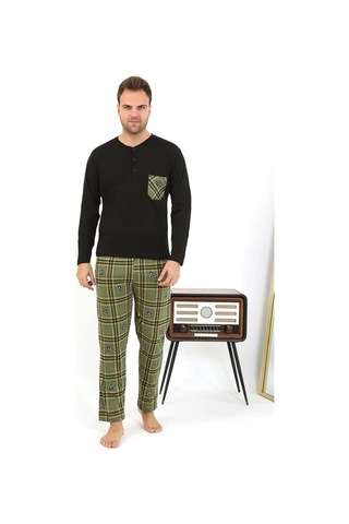 Najmaddin.com Beru Erkek Uzun Kol Penye Siyah Pijama Takımı