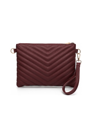 Sanmorris Kadın Suni Deri Ayarlanabilir Çapraz Ve El Askılı Portföy, Clutch Çanta S-1407 Bordo