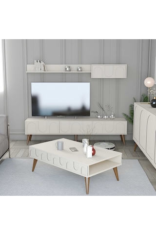Variant Lyon Tv Ünitesi Ve Orta Sehpa Takımı - Krem / Ceviz