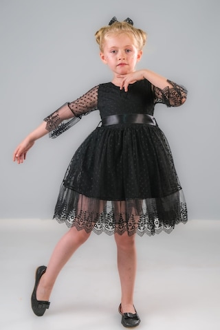 Mnk Baby & Kids Dream Luxury Dantel Kız Çocuk Elbise Mnk0327 Siyah