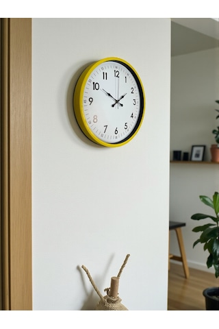 36 Cm Sarı Dekoratif Duvar Saati Renkli 52510252