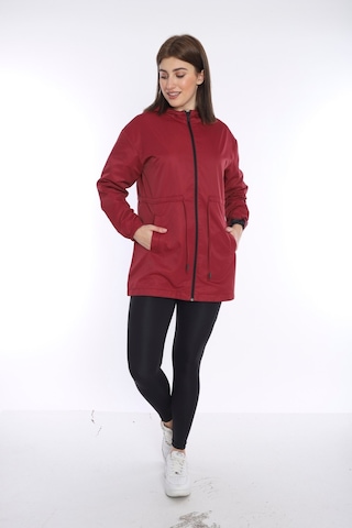 Escetic Kadın Bordo File Astarlı Cepli Kapüşonlu Spor Rüzgarlık Yagmurluk İnce Ceket 6723-3720-bordo Bordo