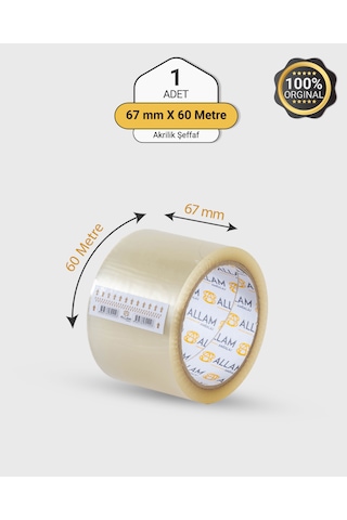 6 Adet Akrilik Şeffaf Koli Bandı 60mm X 67mt Güçlü Yapışkan