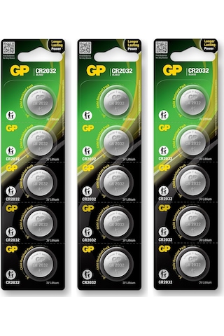 GP CR2032 3V Lityum Kartela Düğme Pil 5 x 3'lü GP CR2032 3V Lityum Kartela Düğme Pil 5 x 3'lü