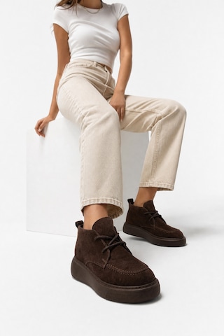 Luvishoes Luvi Shoes Lılya Kahverengi Süet Hakiki Deri Kadın Chukka Bot Süet Kahve