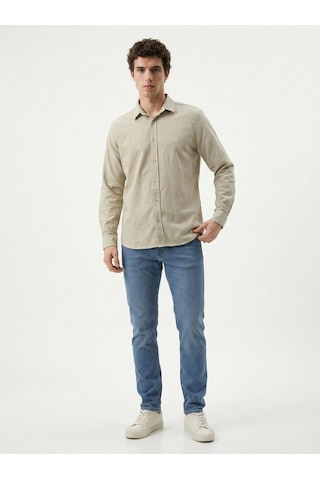 Regular Fit Erkek Gömlek U.kol Light Beige