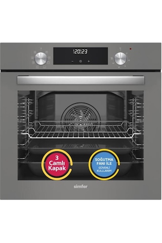 Simfer 9 Fonksiyon QS Dijital Gri 3'lü Ankastre Set (8223 Fırın + 3538 Ocak + 8736 Davlumbaz)