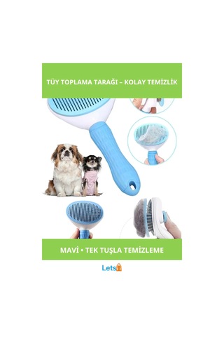 Otomatik Temizlenen Kedi Köpek Tüy Tarama Fırçası Mavi