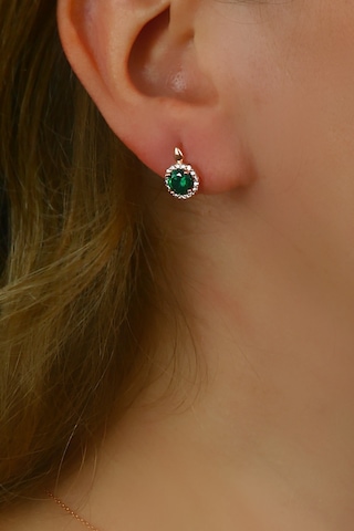 Argentum Concept 925 Ayar Gümüş Yeşil Taşlı Rose Küpe - 12024301