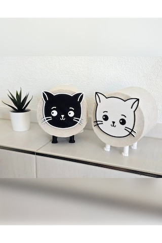 2'li Set Kedi Tuvalet Kağıtlığı Tekli-birden Fazla Al Üst Üste Koy Çok Renkli