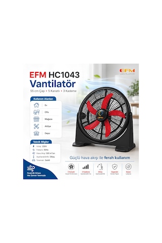 Efm Efm-hc1043 55 Cm 5 Kanatlı 3 Kademeli Yer Tipi Vantilatör