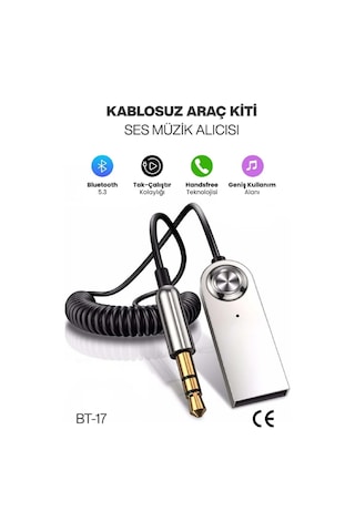Concord Bt-17 Kablosuz Aux Bluetooth 5.3 Araç Kiti Telefon Müzik Dinleme Tak Çalıştır Concord Bt-17 Kablosuz Aux Bluetooth 5.3 Araç Kiti Telefon Müzik Dinleme Tak Çalıştır