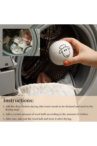 Neevoyu Yün Kurutma Topları - Elektriksel Statik Azaltıcı, Kumaşı Yumuşatır, Kuruma Süresini Kısaltır - Kuzuluk Desenli 6 Adet Paket Çok Renkli