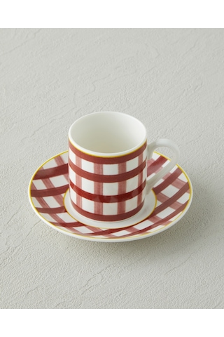 English Home Almeda New Bone China 4 Parça 2 Kişilik Kahve Fincan Takımı 80 Ml Bordo