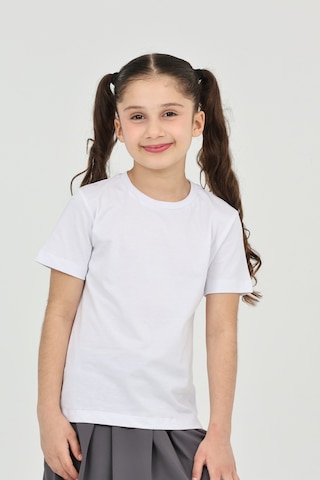 Erdem Kıds Kız Çocuk Beyaz Düz Baskısız Kısa Kol Basic Casual-okul T-shirt Beyaz Beyaz
