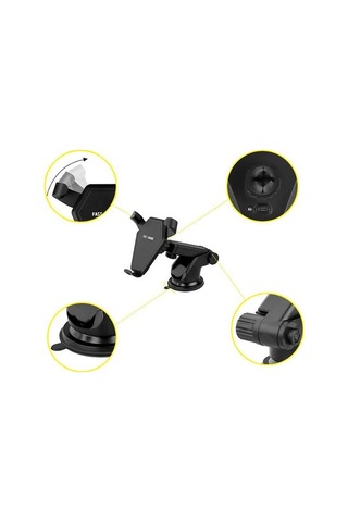 Wisdomselect N5-3 Otomatik Sıkma Araç Bluetooth Kulaklıklı Telefon Tutucu Kablosuz Şarj-siyah Vantuzlu Siyah Yok Ixqehl