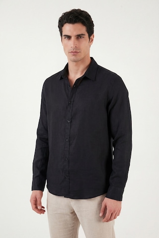 Buratti Pamuklu Regular Fit Klasik Yaka Uzun Kollu % 100 Keten Gömlek Erkek GÖMLEK CF26S1210000 Siyah