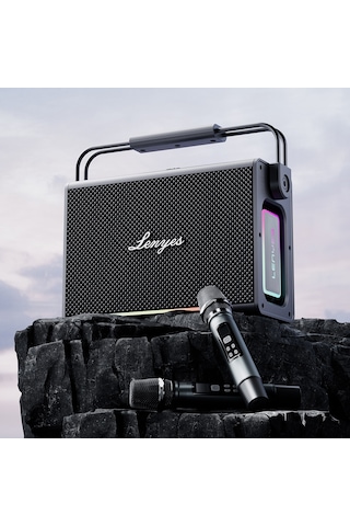 Lenyes Titan 2 Serisi Rgb Işıklı Çift Mikrofonlu Tws Bluetooth Speaker Hoparlör V5.3 5000mah Siyah Siyah