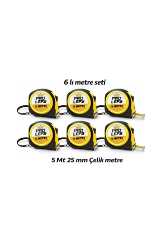 5 M X 25 Mm 6 Lı Çelik Metre Seti Dayanıklı, Ekonomik Paket 5 M