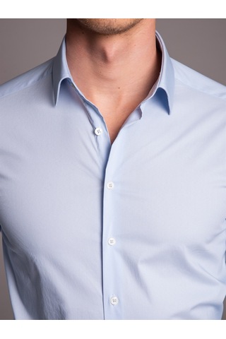 Dufy Açık Mavi Erkek Ekstra Slim Fit Klasik Yaka Uzun Kol Gömlek - 36222 Mavi