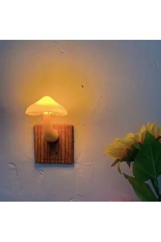 Tcherchi Sevimli Mantar Led Başucu Tak-çalıştır Gece Lambası Sarı