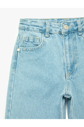 Koton Pamuklu Loose Fit Cepli Şalvar Denim Pantolon Lıght Indıgo 7wkg40029ad Açık Mavi