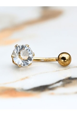 Gold Yuvarlak Zirkon Taş 8 Mm Zirkon Taş 316l Cerrahi Çelik Göbek Piercing-gbkpr65 Çok Renkli